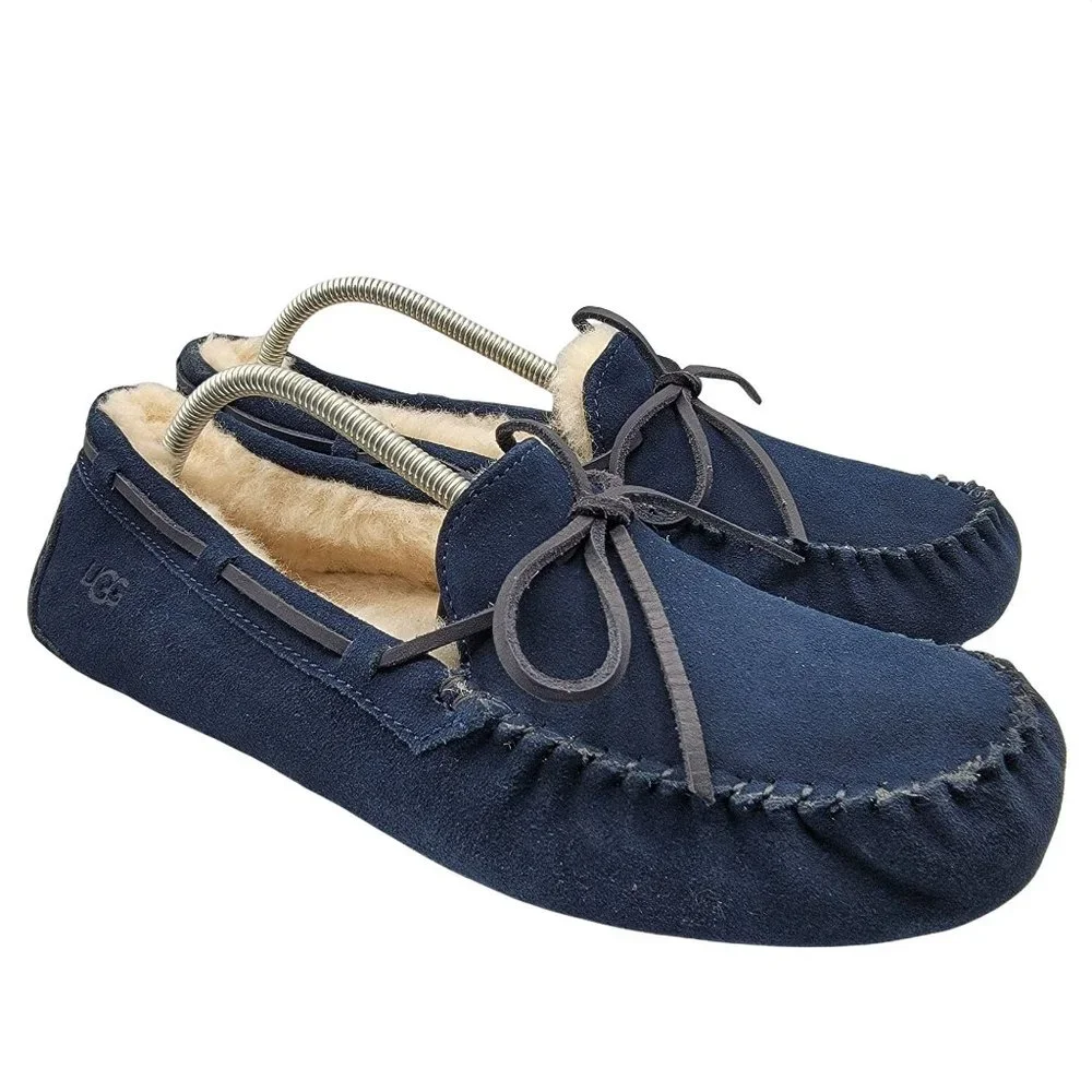 UGG Australia Olsen Suede Moccasins Blue Navy Lined Loafers Men’s 10 1003390